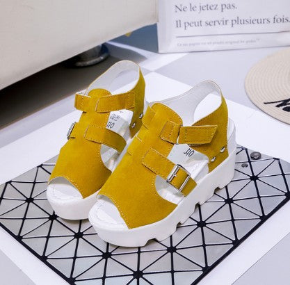 Increased Wedge Heel In Thick-soled Fish Mouth Shoes