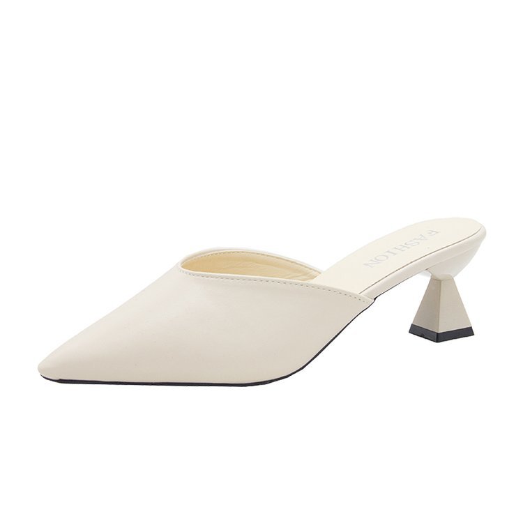 Pointed Toe-toe Lazy Shoes Mid-heel Chunky Rubber