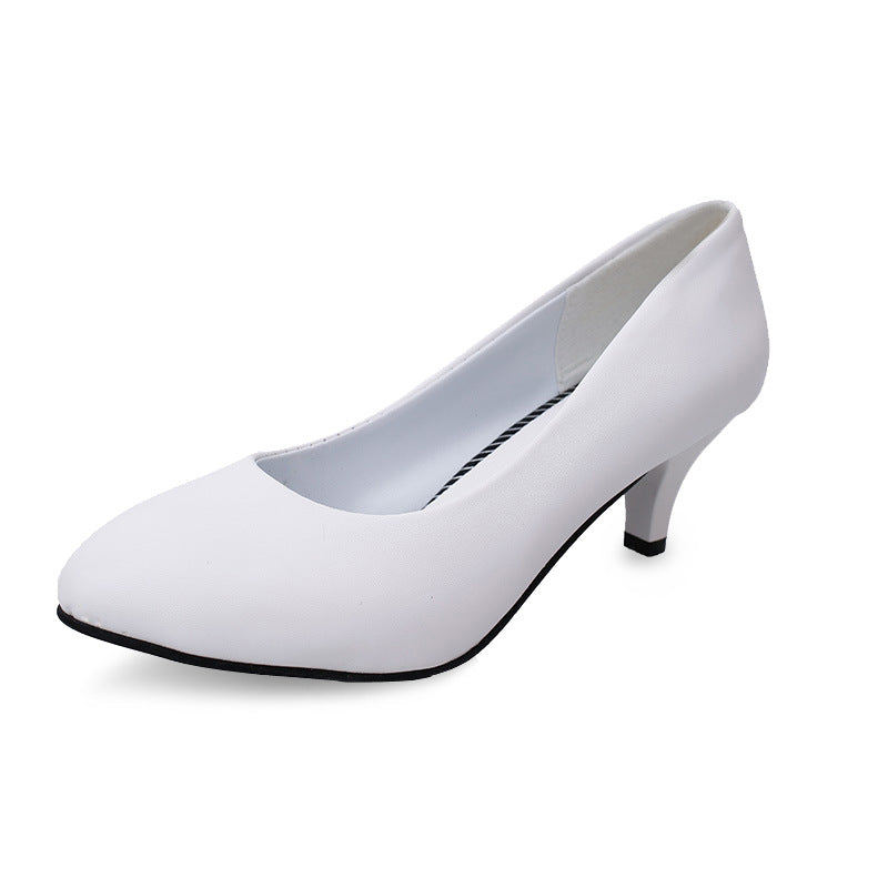Round Toe Women's Shoes Large Size Thick Heel