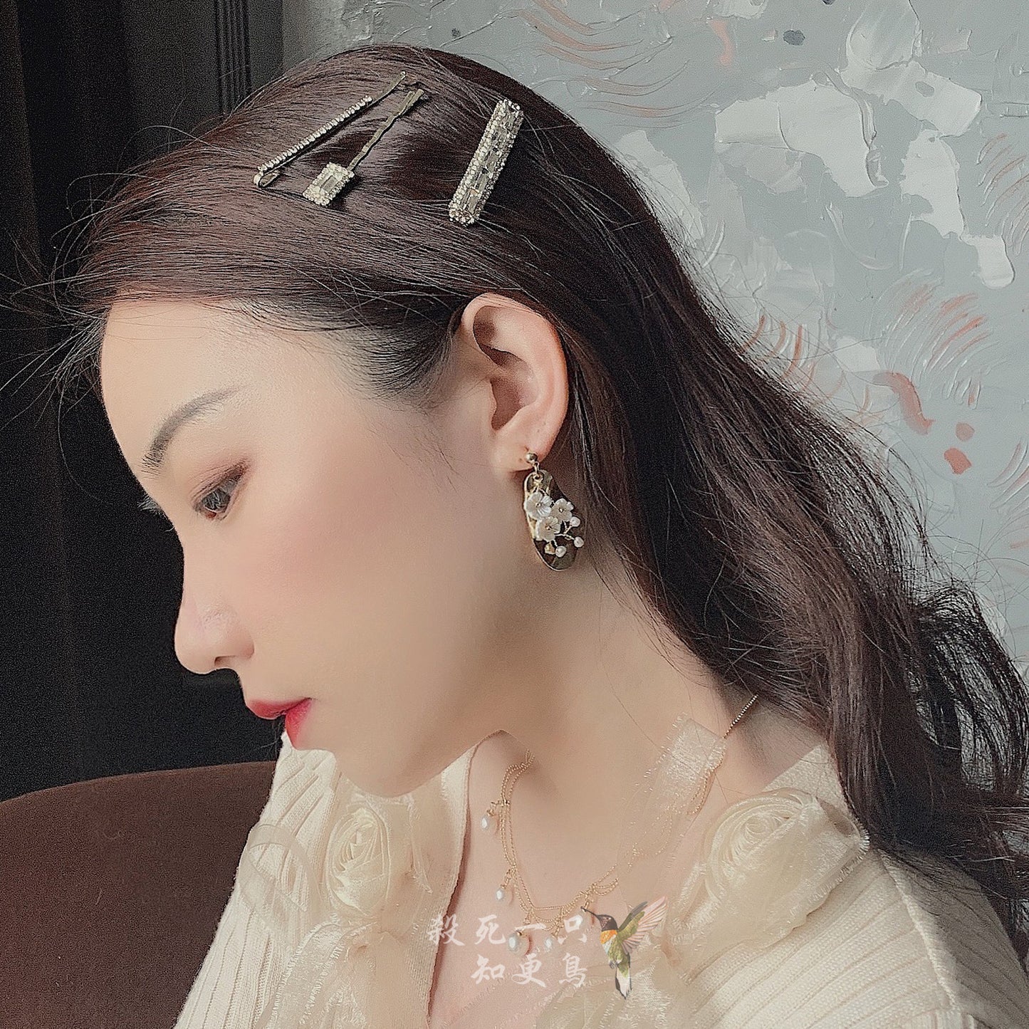 Vintage Hand-woven Super Fairy Flowers French Gentle Earring Clip Girl