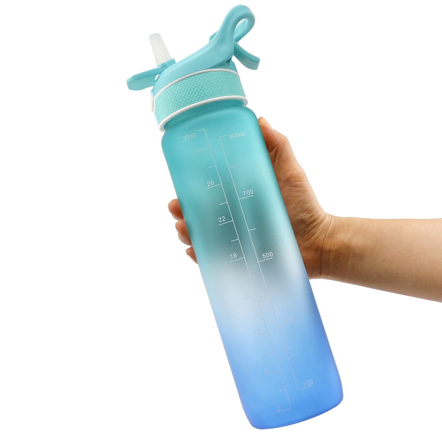 EauGo - Spring Lid Water Bottle with Straw