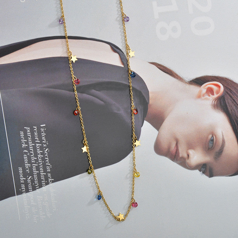 Love Star Exquisite Zircon Gentle Wind Temperament Simple Clavicle Chain