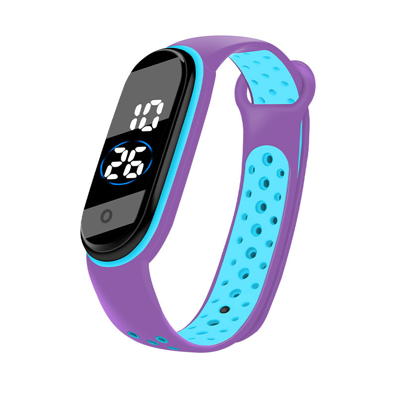 Two-color Band Electronic Watch Youth Sports Watch Boy Swimming Waterproof Led Student Watch