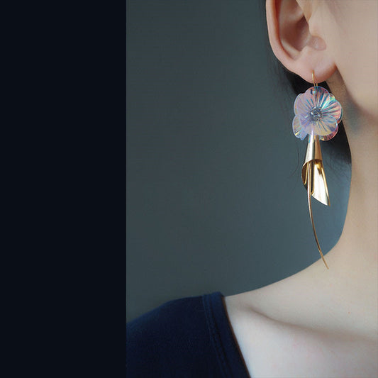 Gentle And Sweet Vacation Style Small Spectacular Laser Flower Earrings