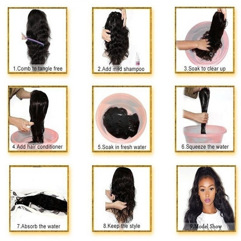 Mid-length Long Hair Black Long Straight Daily Full-head Wig Style
