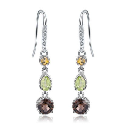 Fashionable Elegant Natural Gemstone Earrings S925 Silver