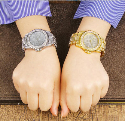 Fashion Bling Casual Ladies Female Quartz Gold Watch Crystal Diamond