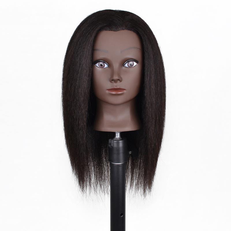 Real Hair Dark Skin Headform Black Mannequin Head
