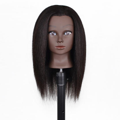 Real Hair Dark Skin Headform Black Mannequin Head