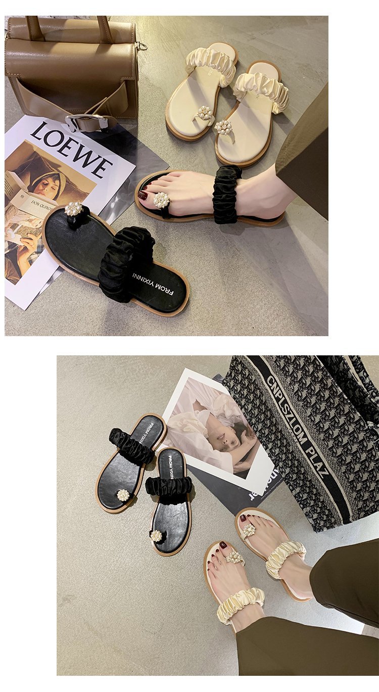 Flower pearl slippers