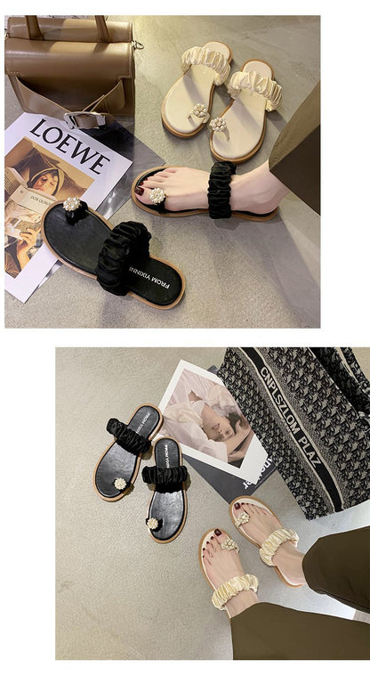 Flower pearl slippers