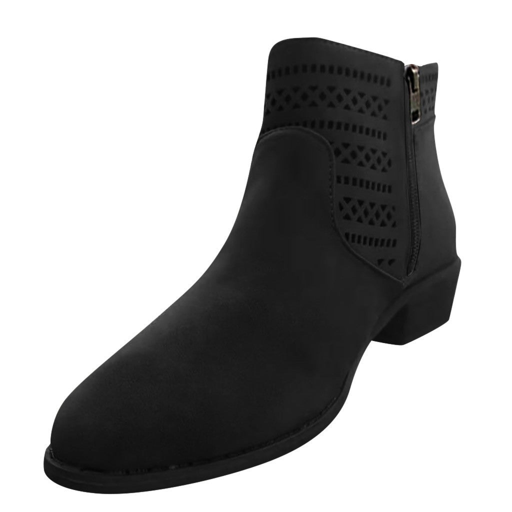 Women's plus size hollow thick heel Martin boots