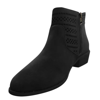 Women's plus size hollow thick heel Martin boots
