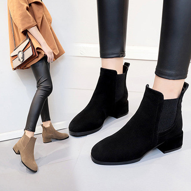 Rough heeled boots