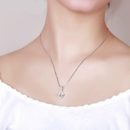 Gentle lady style sterling silver temperament zircon necklace