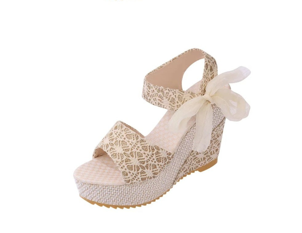 Manufacturers selling spring and summer new explosion network bookeen sexy mouth shoes wedge sandals black women's sandals