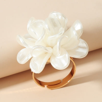 Style Exaggerated Personalized Fashion Elegant French Gentle Camellia Ring