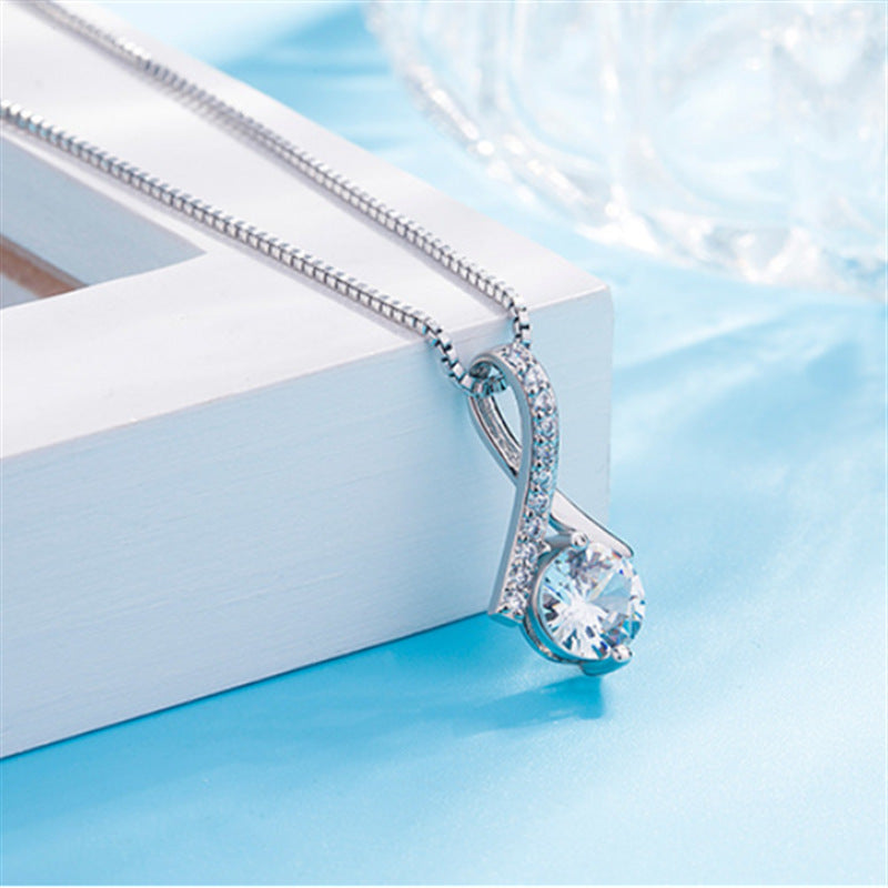 Gentle lady style sterling silver temperament zircon necklace
