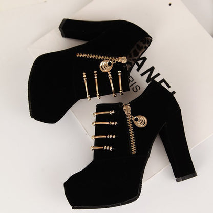 New chunky metal ankle boots