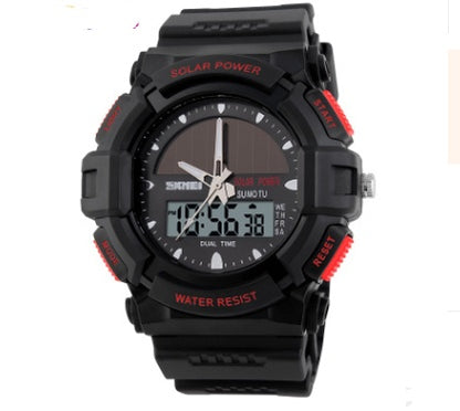 Time beauty personality solar watch fashion electronic double display waterproof outdoor sports men's watch student watch