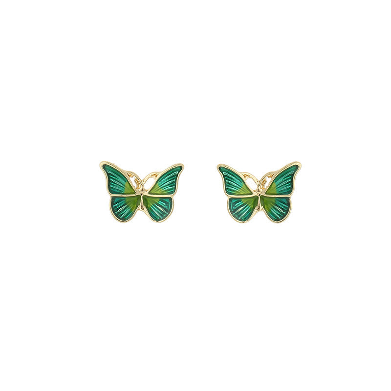 French Oil Painting Style Gentle And Smart Butterfly Small Earrings