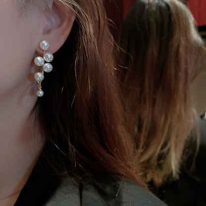 Gentle Pearl Earrings Net Celebrity Earrings Niche Design Sense Fashion Earrings Female Temperament Long Section
