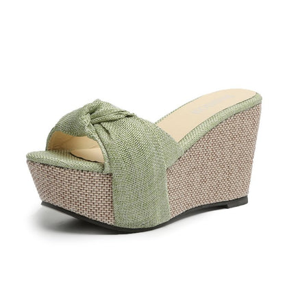 Fashion Slope Heel Fish Mouth Bowknot Casual Women Sandals