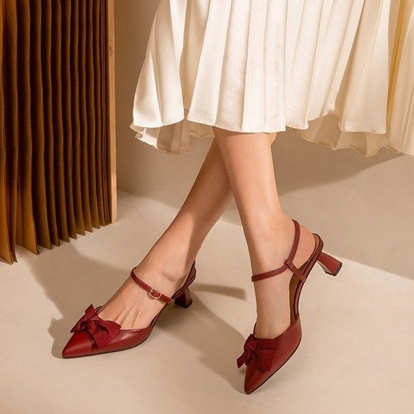 Pointed Bow French Toe Cap Stiletto Sandals