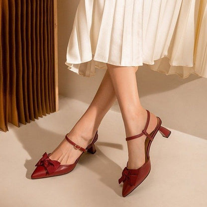 Pointed Bow French Toe Cap Stiletto Sandals