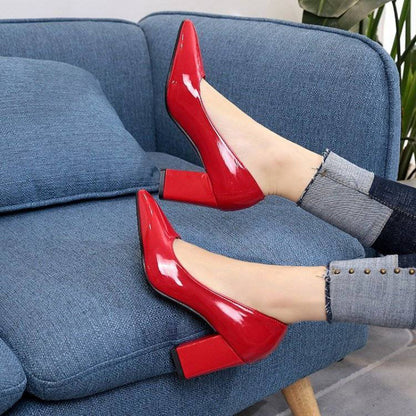 European And American Thick Heel Pointed High Heels