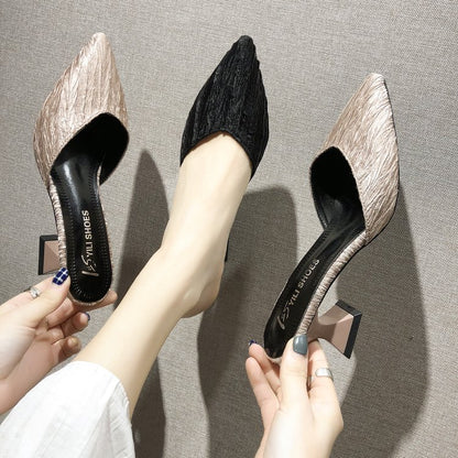 Outer Wear Baotou Mid-Heel Half Slippers