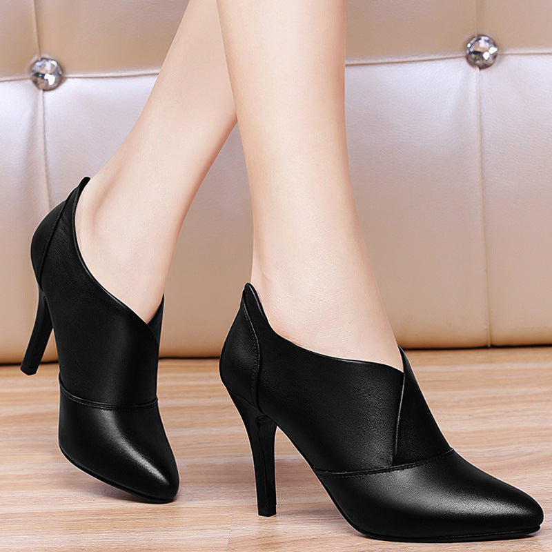 European And American Spring And Autumn New Stiletto Women'S Shoes Waterproof Platform High Heels Trendy All-Match