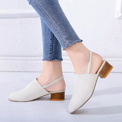Sandals Women's Summer New Style Mid-heel Buckle Thick-heeled High Heels