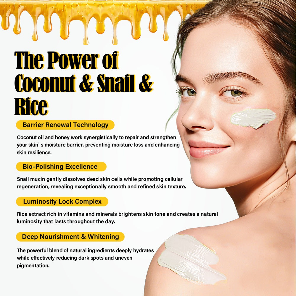 Coconut & Snail & Rice Body Scrub Whitening Skin Care Lightening Face Anti-aging 500ml