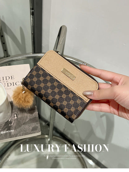 Women's Short Printing Color Contrast Korean Style Bag Wallet