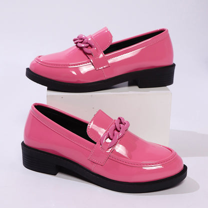 Thick Bottom Low Heel Leather Shoes Women
