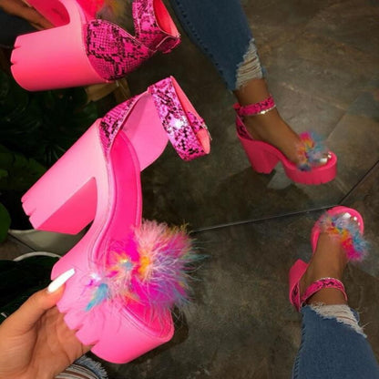 Fashion Thick-heeled High-heeled Sandals Women