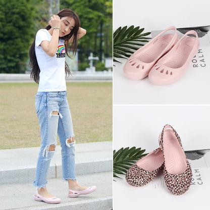 Summer Sandals Women's Flat Heel Hole Shoes Lightweight Non-slip