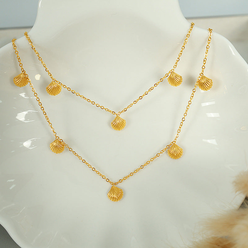 Light Luxury Small Shell Pendant Necklace Gentle Elegant All-match Non-fading