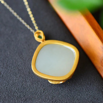 Carp Natural Hetian Jade Ancient Dynasty Pendant Vintage Gold-plated Lotus Design Gentle Clavicle Chain