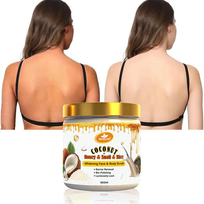 Coconut & Snail & Rice Body Scrub Whitening Skin Care Lightening Face Anti-aging 500ml