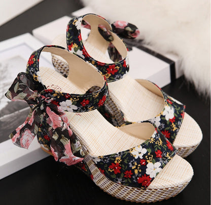 Manufacturers selling spring and summer new explosion network bookeen sexy mouth shoes wedge sandals black women's sandals