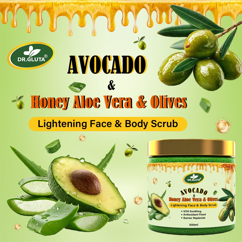 Avocado & Olives Body Scrub Lightening Face Skin Care Whitening Body Surub 500ml