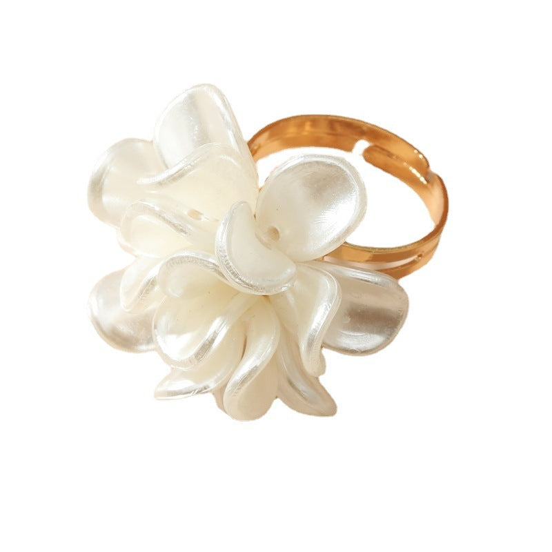 Style Exaggerated Personalized Fashion Elegant French Gentle Camellia Ring