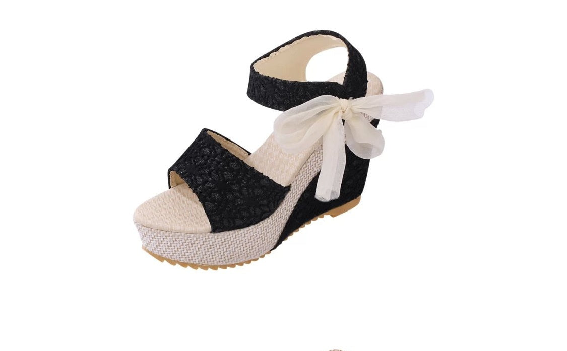 Manufacturers selling spring and summer new explosion network bookeen sexy mouth shoes wedge sandals black women's sandals