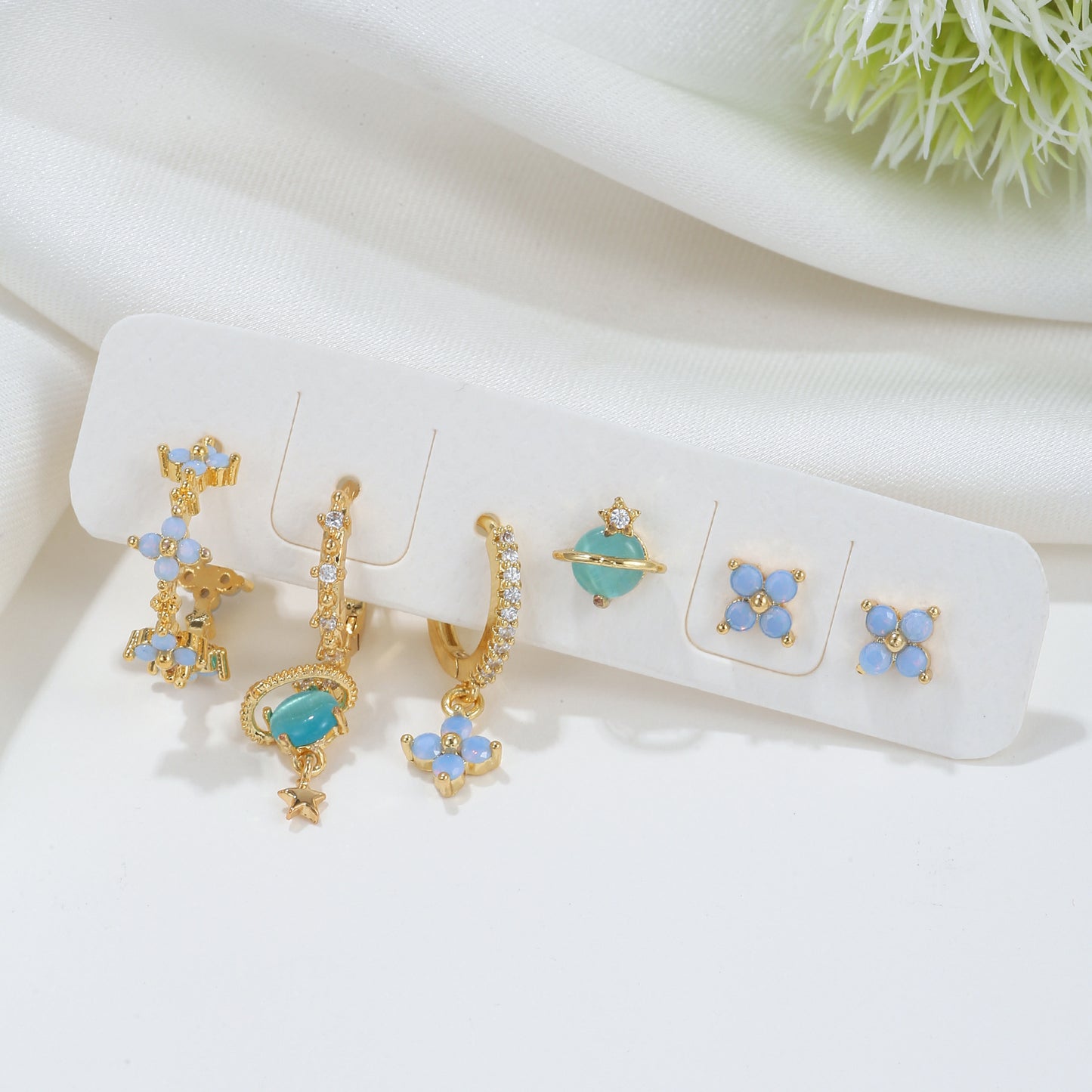 Korean Style Elegant Six Pieces Ornament Cute Sweet Girly Temperamental Gentle Exquisite Earrings