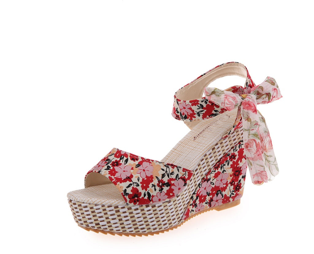 Manufacturers selling spring and summer new explosion network bookeen sexy mouth shoes wedge sandals black women's sandals