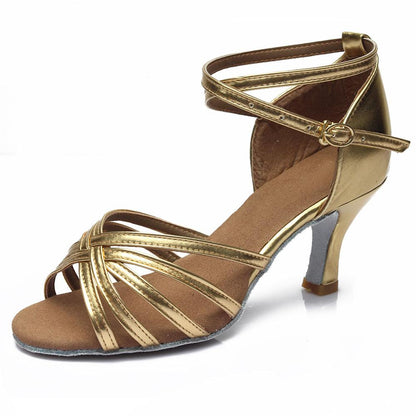 Indoor satin Latin dance shoes