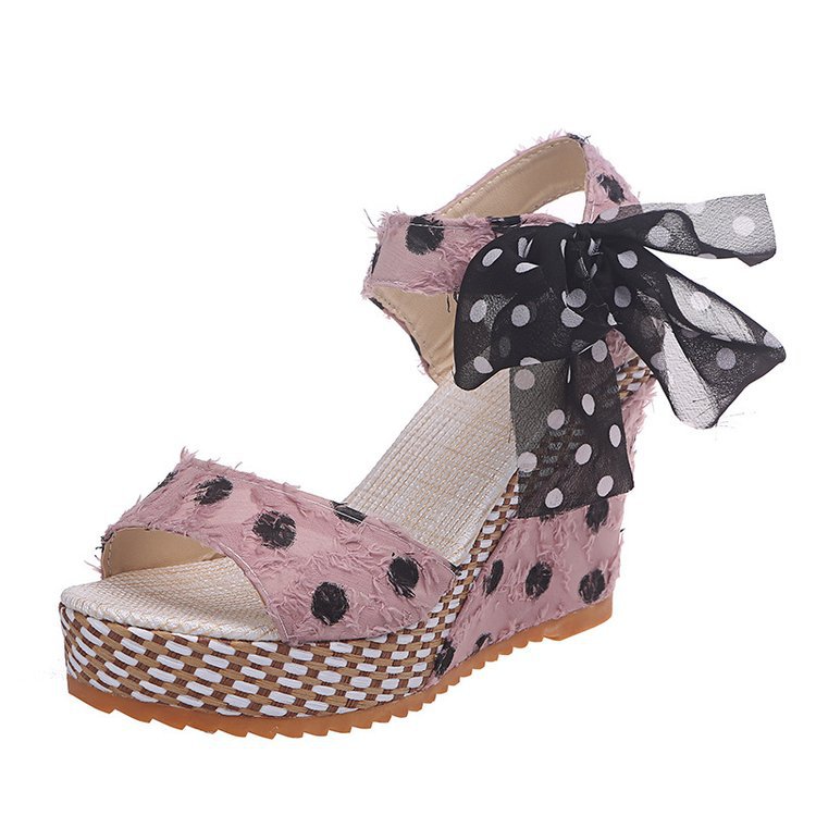 Lace fish mouth high heel sandals