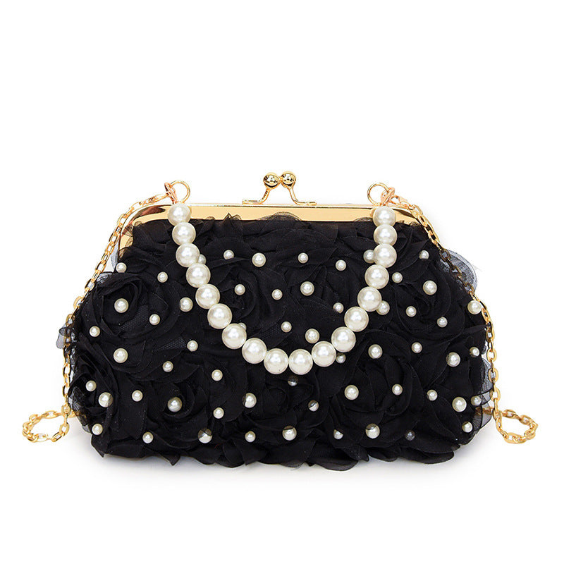 Women's Dinner Flower Clipped Button Shell Bag